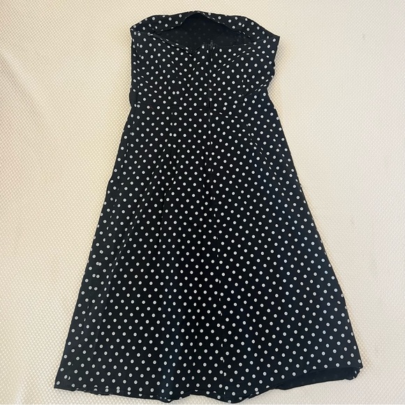 Ruby Rox Black White Polka Dot Strapless Retro Style Pinup Dress B18/22 - Picture 4 of 10
